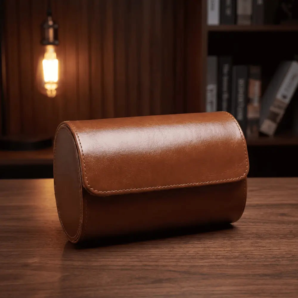 Étui de Voyage - Noir mate série 2 - Marron Cognac